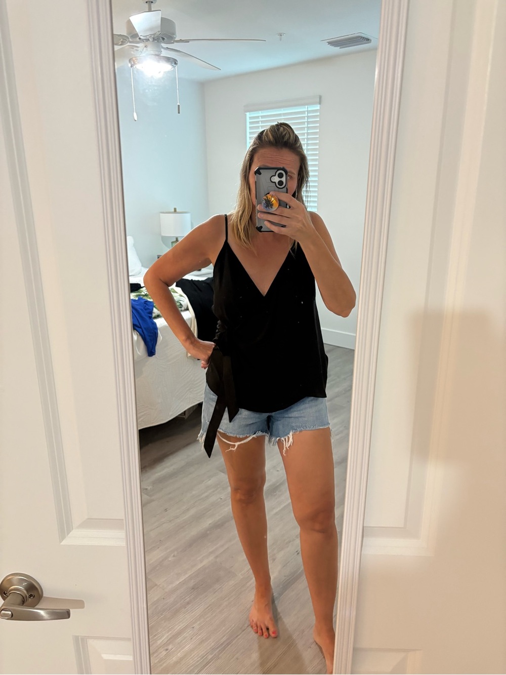 Naked Zebra Black V-Neck Tie-Side Tank